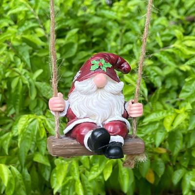 Duende Gnomo de Natal Balanço Pingente Jardim Pátio Exterior Artesanato de Resina Fofo Criativo Enfeites