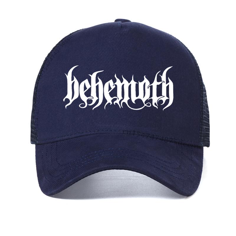 

Men Summer Mesh Trucker Hat Metal Behemoth Printed Baseball Cap fashion Men Women Adjustable Snapback hats Adjustable темно-синього кольору