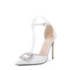 Summer new women's accessories rhinestone pointed high heels large size fashion single shoes women