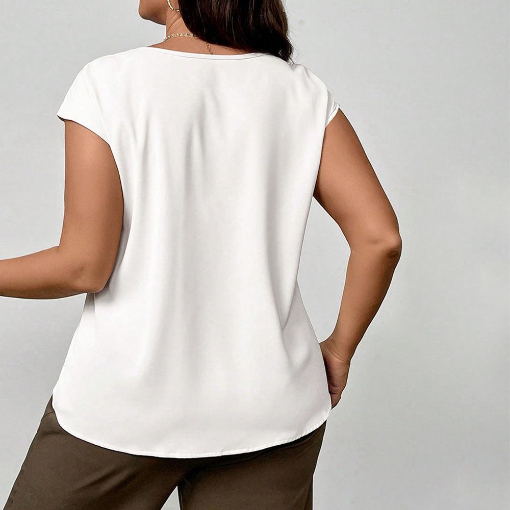 TK Hot-selling Large-size Women's Clothing Simple and Fashionable T-shirt Summer Versatile Commuting Age-reducing Thin Solid-color Top