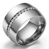 14mm Width Classic Crystal Wedding Ring Stainless steel Jewelry Ring For Women Gift