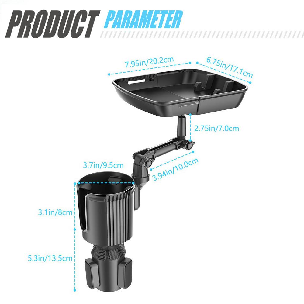 

2-in-1Car Cup Holder Expander with 360° Rotation Tray,Adjustable Multi-Function Holder for Drinks & Food,Winter Travel Accessory