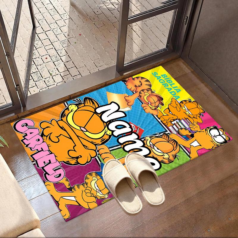 Custom Name Personalized Garfield Print Carpet, Versatile Home Decor Rug, for Playroom, Apartment, Balcony, Entryway, Hallway Gift