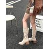 Fashion Hollow Out Booties Women's Knight Boots CowGirl Boots Breathable Footwear PU Leather Rubber Sole Simple Style Adult Footw