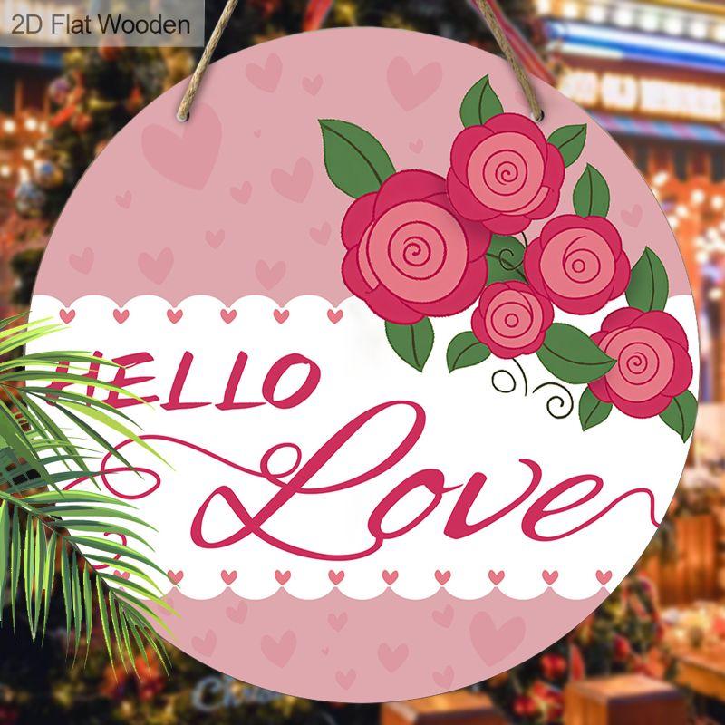 2D Flat Hanging Decorative Signs,interior Wall or Door decoration,"HELLO Love"logo,garden decoration,Valentine's Day Gift for Girlfriend