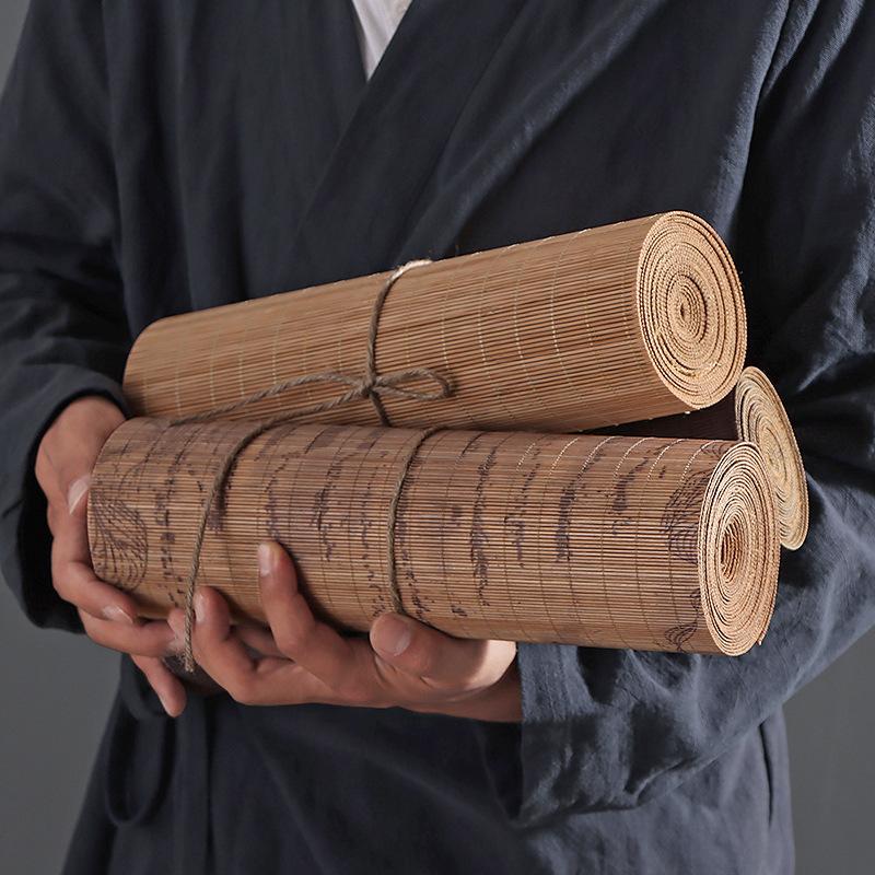 30x90cm Bambus-Teematte Wasserdicht Handgefertigt Bambusgewebt Zen-Stil Retro Chinesischer Stil Tischflagge Bambusvorhang Isolationsmatte