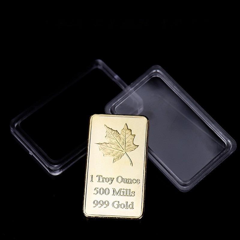 Commemorative Coin Square, Gold-plated, Silver Plated Block, American Coin, Commemorative, Irregular Foreign Currency, Maple Leaf Craft