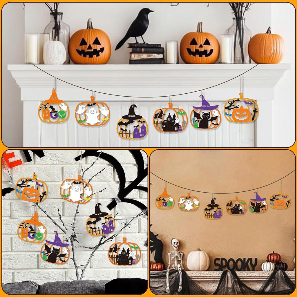 Halloween Wood Slices, Unfinished Wood Crafts, DIY Wood Ornaments, Halloween Decorations, Painting Craft Kits, Kids Art Projects