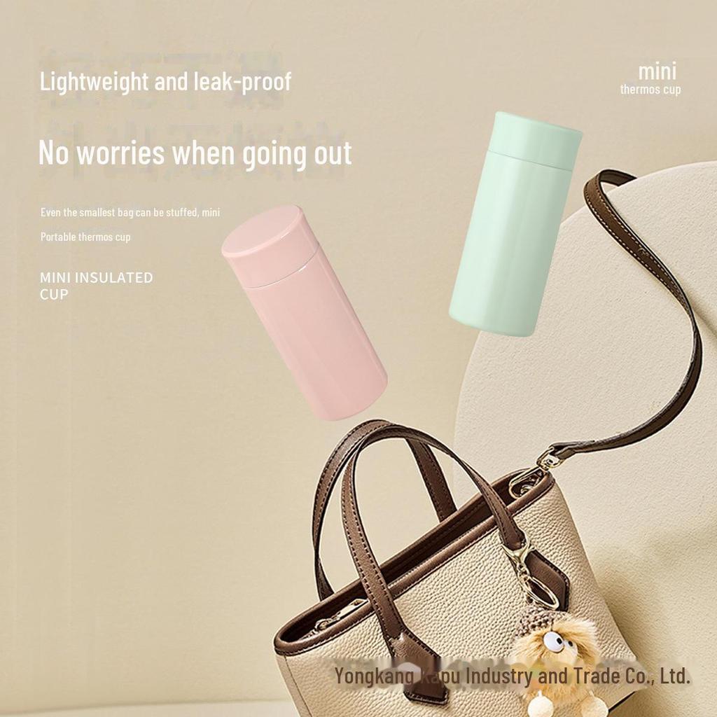 Nerezový hrnek do kapsy Macaron 316, 200ml Mini termoska, Přenosný, Neopařující, Roztomilý design.