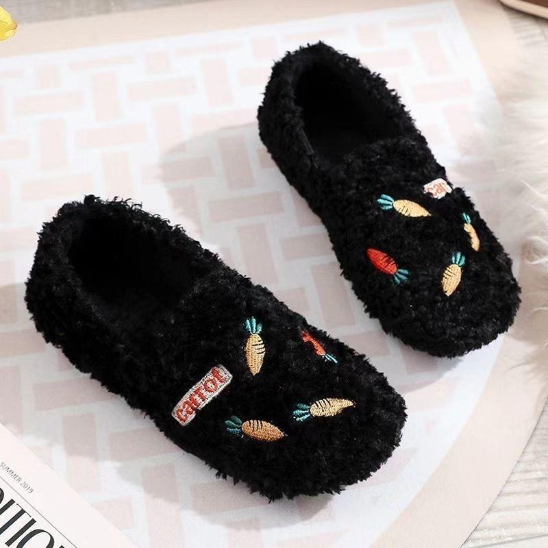 

Suede women wear autumn and winter Doudou shoes with fleece and thicker home pregnant women fashion fluffy warm soft-soled shoes 36