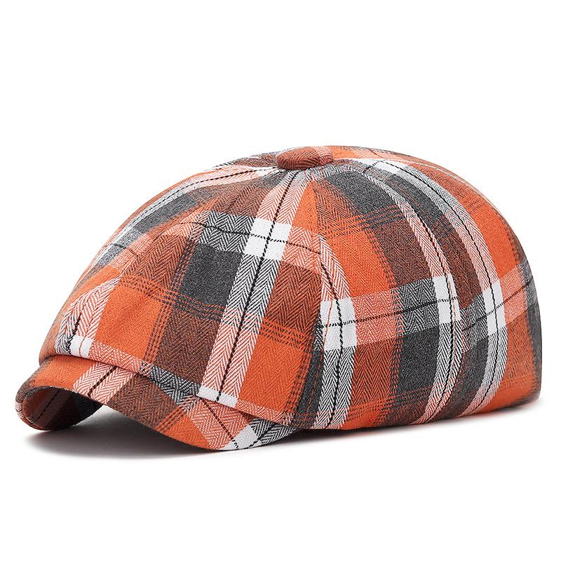 Farbe Karo Baskenmütze Damen Britische Retro Achteckige Mütze Herren Literarische Lässige Schiebermütze Dünne Outdoor Sonnenhut