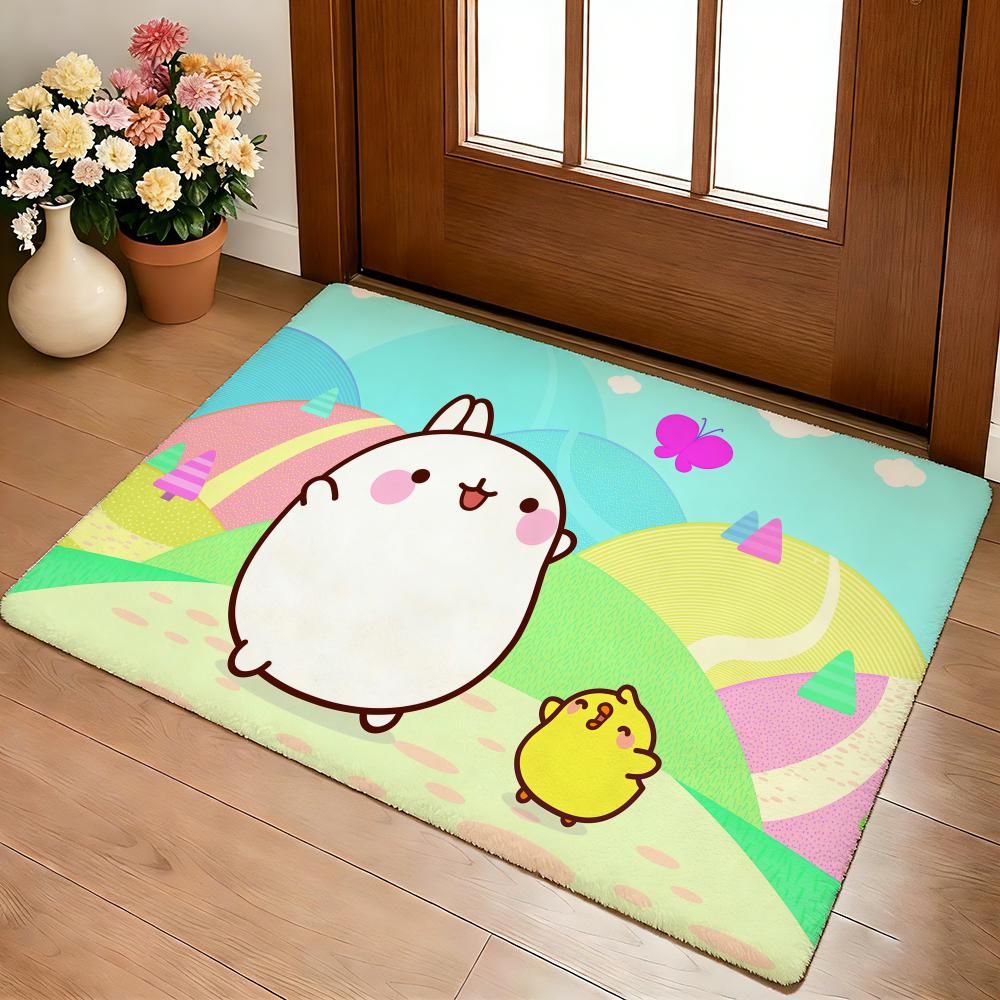 Cartoon Cute M-Molang Floor Mat Cozy Flannel Soft Thick Non-Slip Mat For Living Room Bedroom Kitchen Decor Rugs