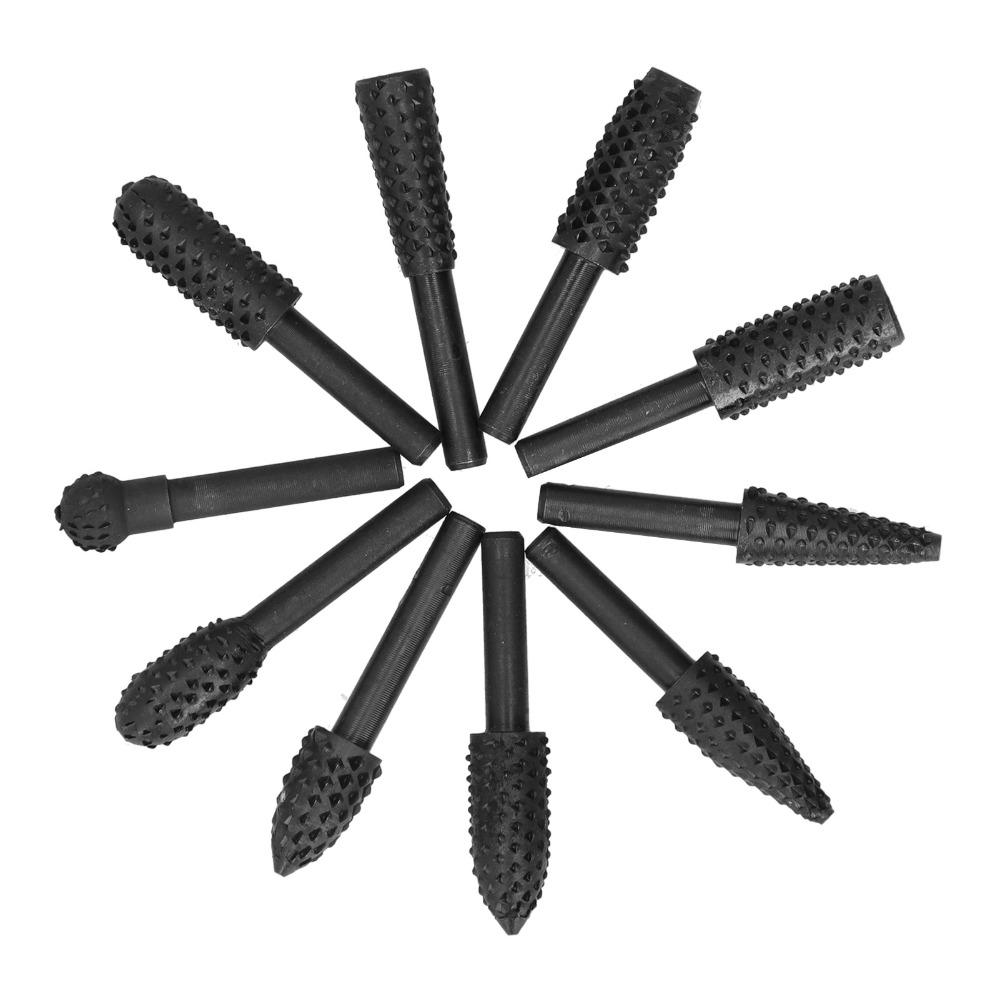 10PCS Black Rotary Burr Set Compact Engraving Tool Multifunctional Grinding Head