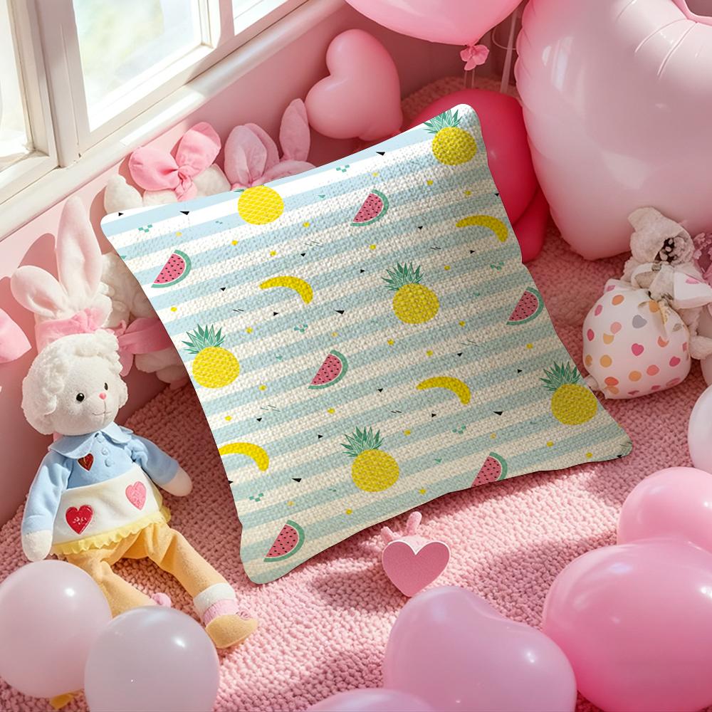 Full Print Pattern Of Fruits Pillow Case Anti-Dustmite Pillowcase Invisible Zipper Silky Short Plush Sofa Cushion Cover
