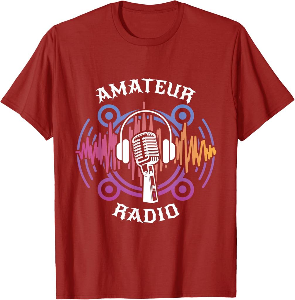 Amateur Radio Operator Microphone Graphic TShirt Short Sleeve Casual Crew Neck Tee