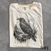Retro Gothic Raven Graphic Shirt, Forest Moon Wildlife Tee, Dark Woodland Vintage Style Top, Comfort Colors® Nature Gift Shirt
