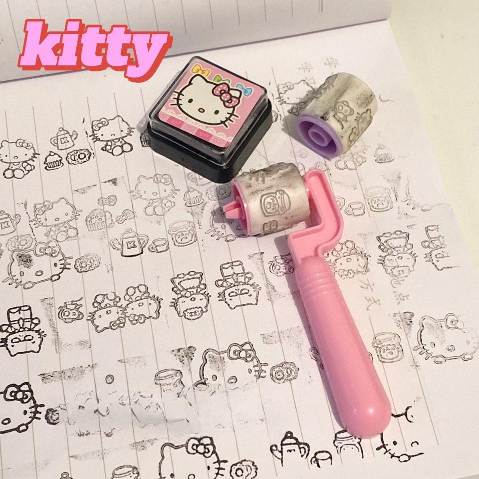 2026Sanrio Kuromi My Melody Cinnamoroll Stamp Cute Roller Pattern Journal Material Class Encouragement Stamp Girls Birthday Gift