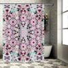 Colorful Pattern Shower Curtain Boho Style Bath Decoration for Home Pink and Blue Floral Design with Tassels