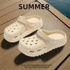 Women's 2024 Anti-Slip Thick-Soled Beach Shoes: Closed-Toe, Hole Design, Half-Slippers for Summer Outdoor Wear.
