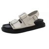 One-word Buckle with Silver Sandals Women's New Summer Beach Versatile Thick-soled Cool Slippers