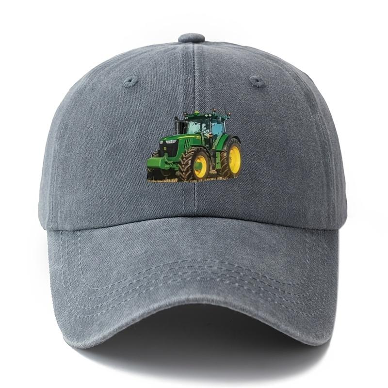 Printed tractor baseball cap men's outdoor camping vacation casual curved brim hat retro duckbill cap dad truck driver hat