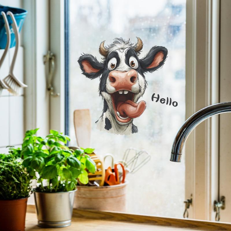 1PC Funny Cute Cartoon Cow Room Decoration Living Room Bedroom Decoration Toilet Stickers Wall Stickers