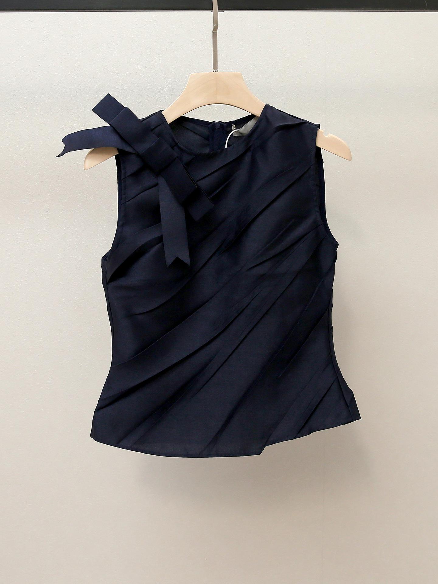 

Элегантный осенний плиссированный топ-жилет и вышитая миди-юбка для женщин M