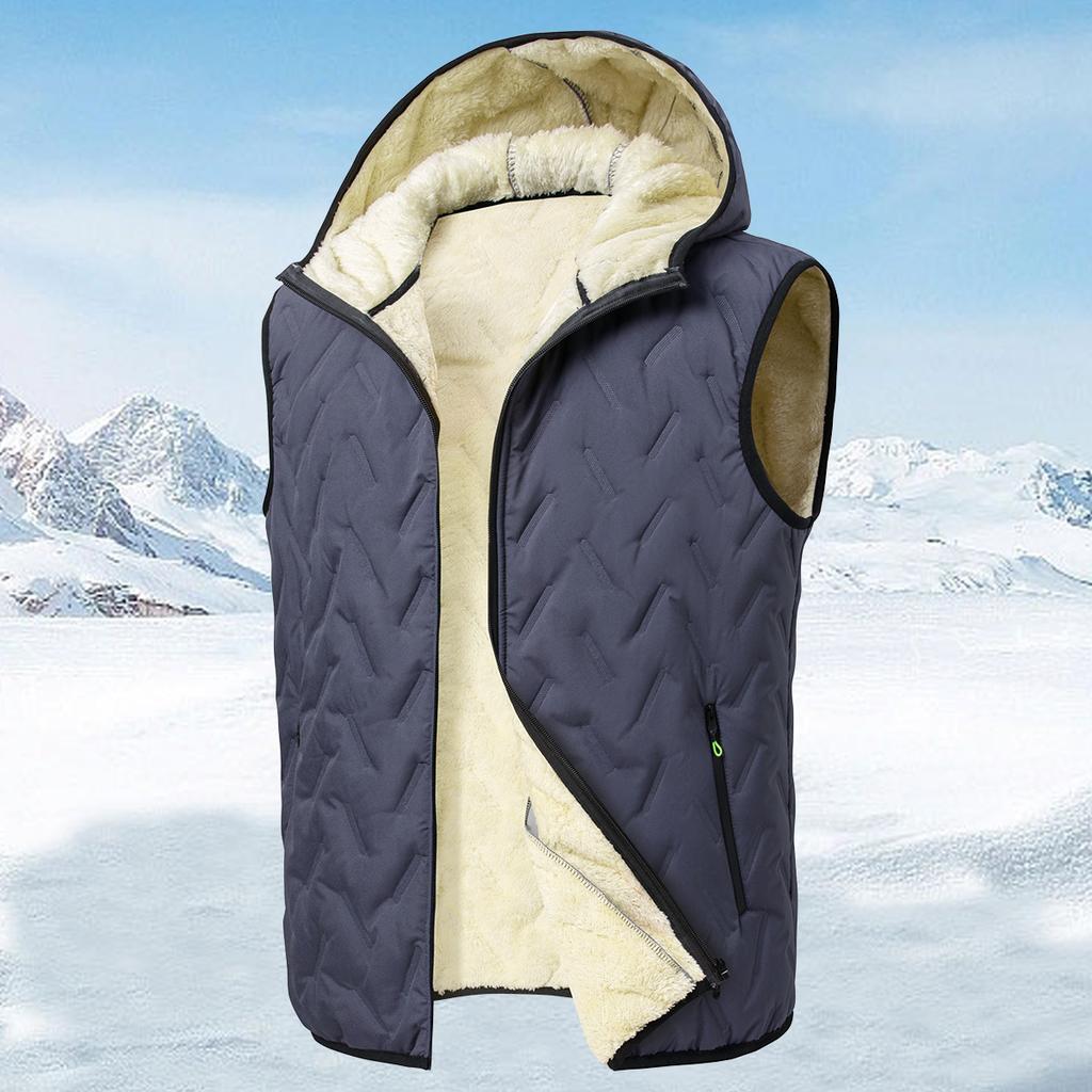 Men's Autumn and Winter Thickened Down Vest with Hood Comfortable and Warm Suitable for Daily Life Shopping and Travel