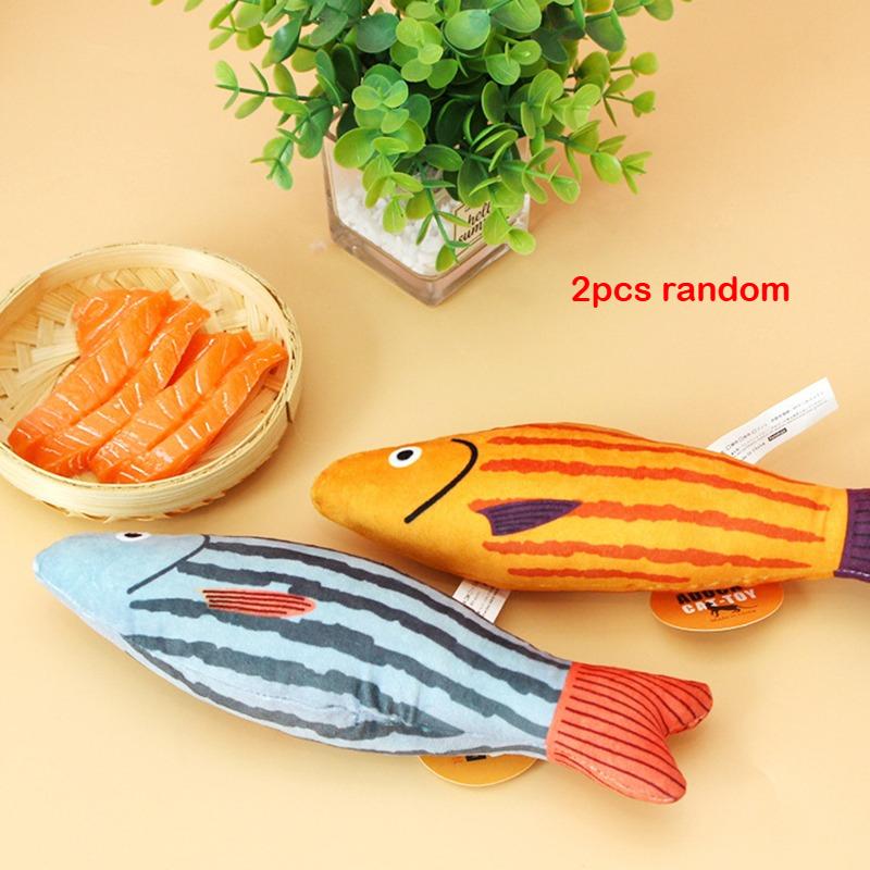 Kattleksak Kattmynta 3D Simulering Fisk Guldfisk Kattunge Leksaker Kuddfisk Interaktiv Ljudande Katt Tugga Bita Plyschleksaker Kattillbehör