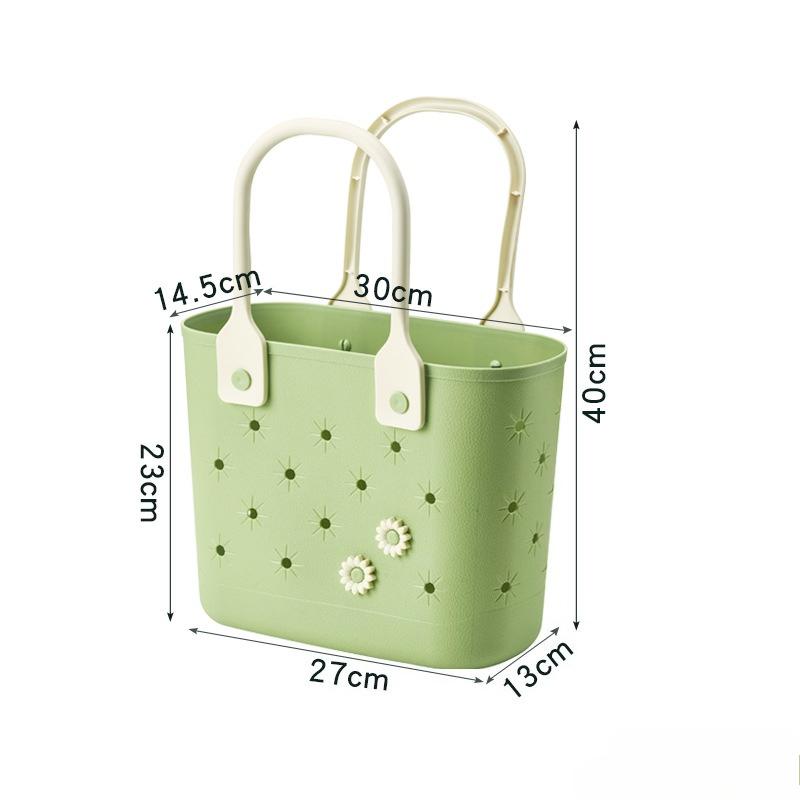 Handheld Picnic Basket Outdoor Home Use Creative Soft Material Bottom Drain Shower Wash Bathroom Storage Basket