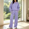 Women's Casual Hooded Sweatshirt and Pants Set with Pockets, Comfortable Outfit for Fall and Winter