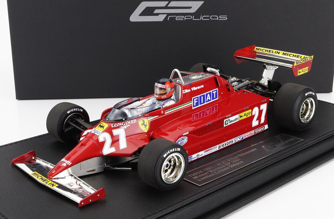 

GP REPLICAS 1/18 Ferrari F1 126 CK #27 Villeneuve 1981 Monaco GP with Driver Figure GILLES VILLENEUVE Top Marques Miniature Car
