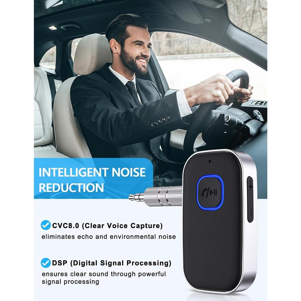 Babacom Bluetooth Receiver, Car Bluetooth Aux Adapter, Noise Cancelled 3.5mm Aux Blue tooth 5.3 Music Module Receiver for Stereo/Speakers/Wired