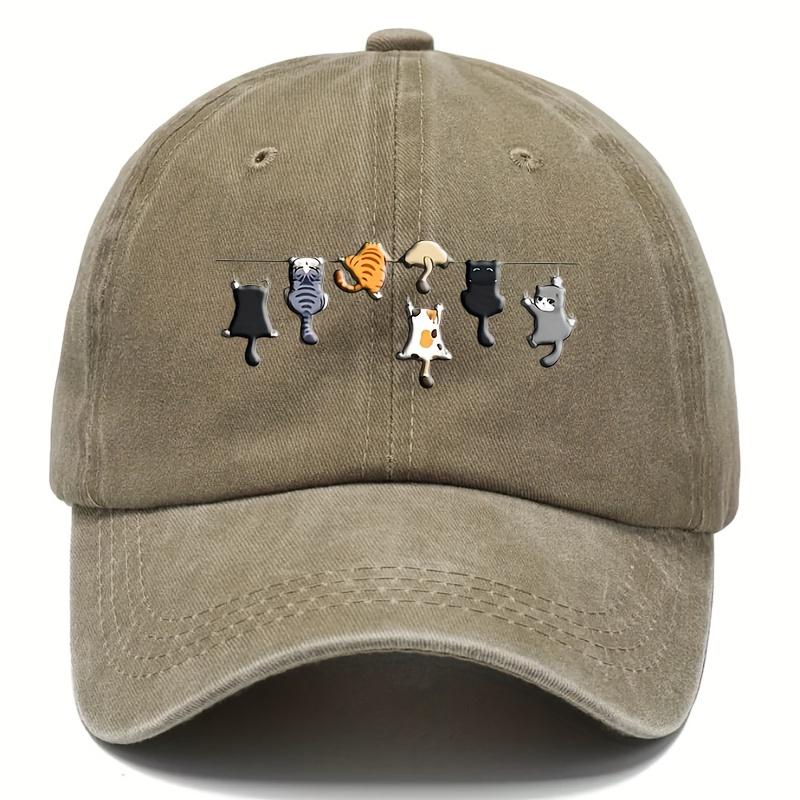 Cute cat printed baseball cap for men and women, simple and casual, daily sun protection, duck tongue cap