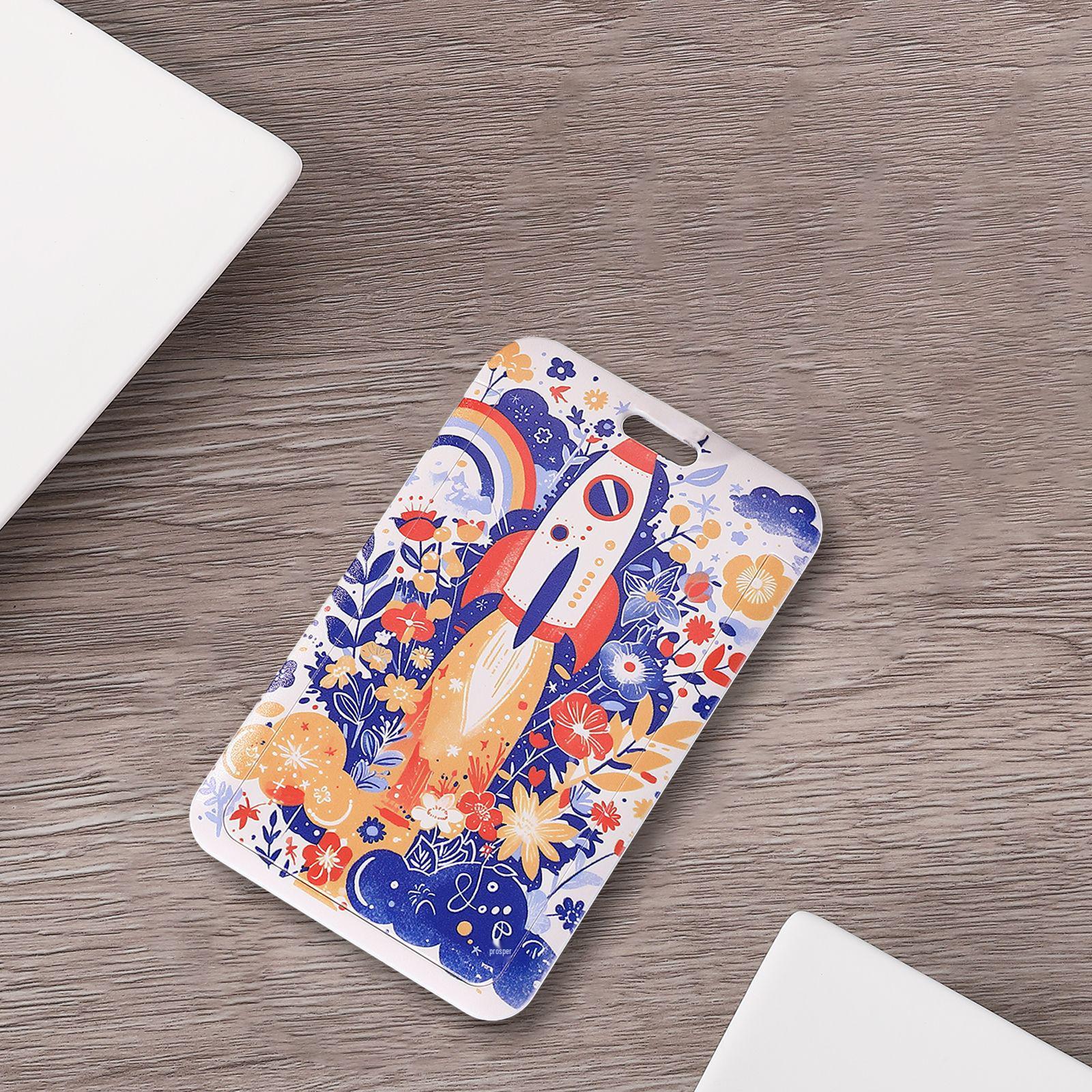 Customizable Cartoon Graffiti ID Holder: Sliding Plastic Cover for Student Meal, Bus, or Access Cards