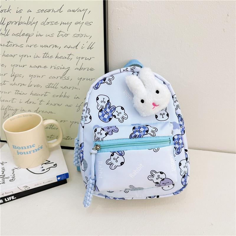 Cute Rabbit Printed Canvas Backpack For Kids With Lightweight Design For School Use