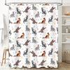 Whimsical Cat Pattern Shower Curtain Multicolored Feline Print for Bathroom Decorations with Hooks Included In White