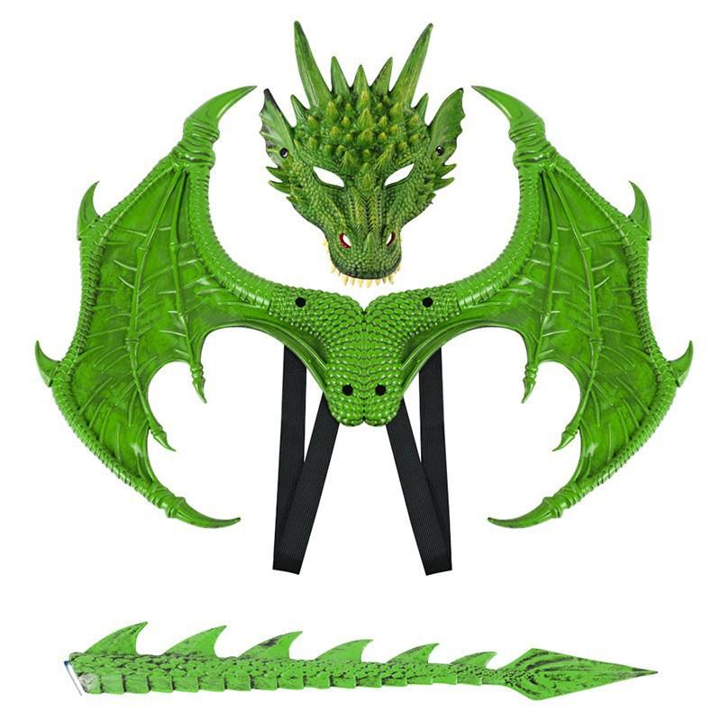 Conjunto de Disfraz RP Dragón Mejorado Alas Cola Máscara Fiesta de Halloween Cosplay Disfraz de Fantasía para Adultos