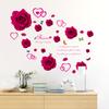 Valentine's Day Wall Stickers Red Roses Waterproof Decal for Wedding Bedroom and Living Room Home Decor