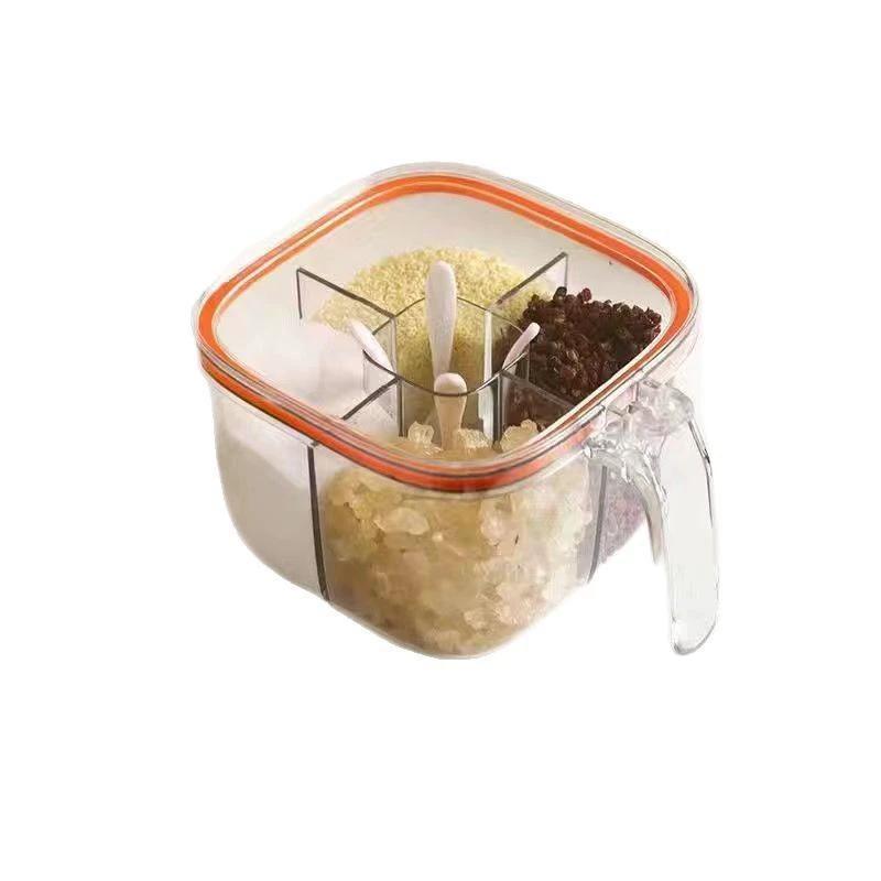 Organizador de condimentos transparente para cocina, caja de almacenamiento de especias multifuncional