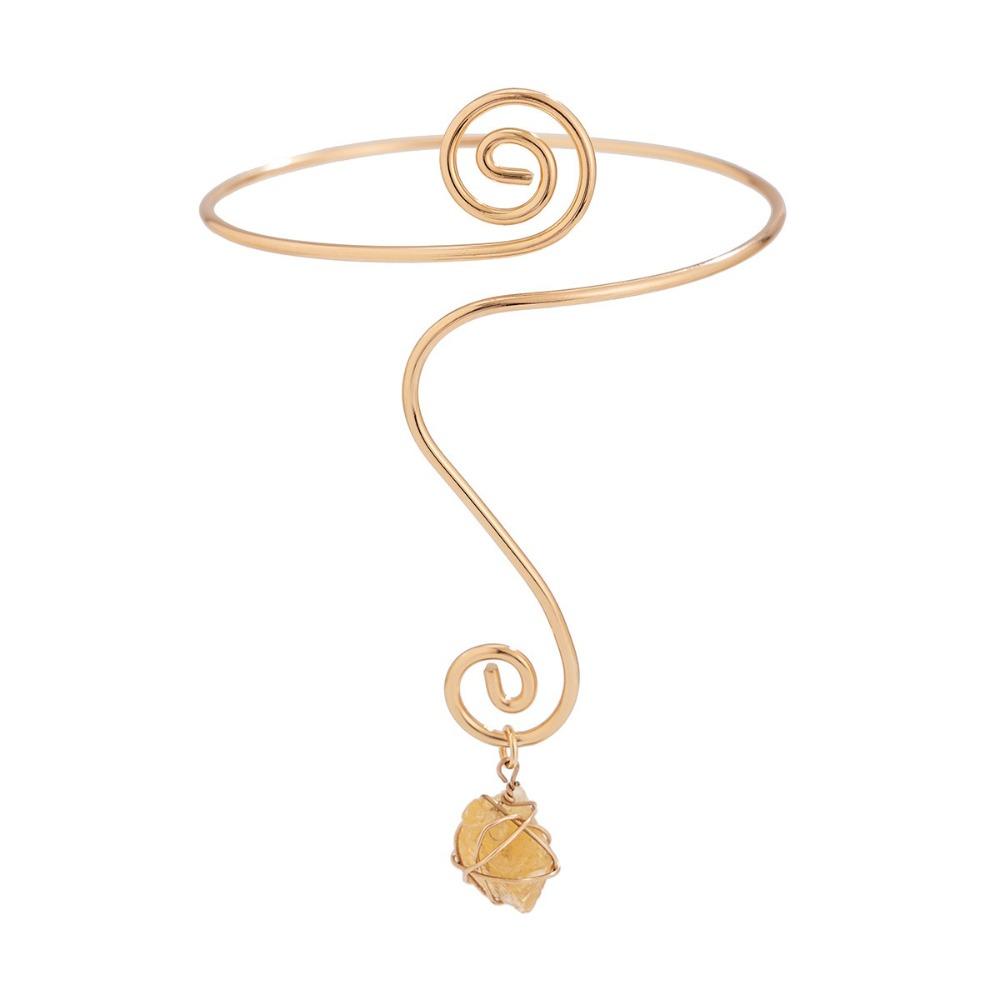 Water Drop Stone Pendant Stones Arm Cuff Bracelets Iron Spiral Upper Arm Bracelet  Wedding