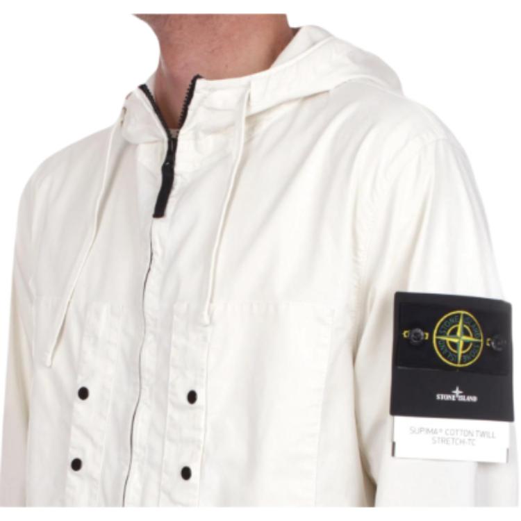 STONE ISLAND Solid Color Zip-Up Hooded Long Sleeve Jacket Men Jackets Ivory K1S1541000-91S0010-V0093