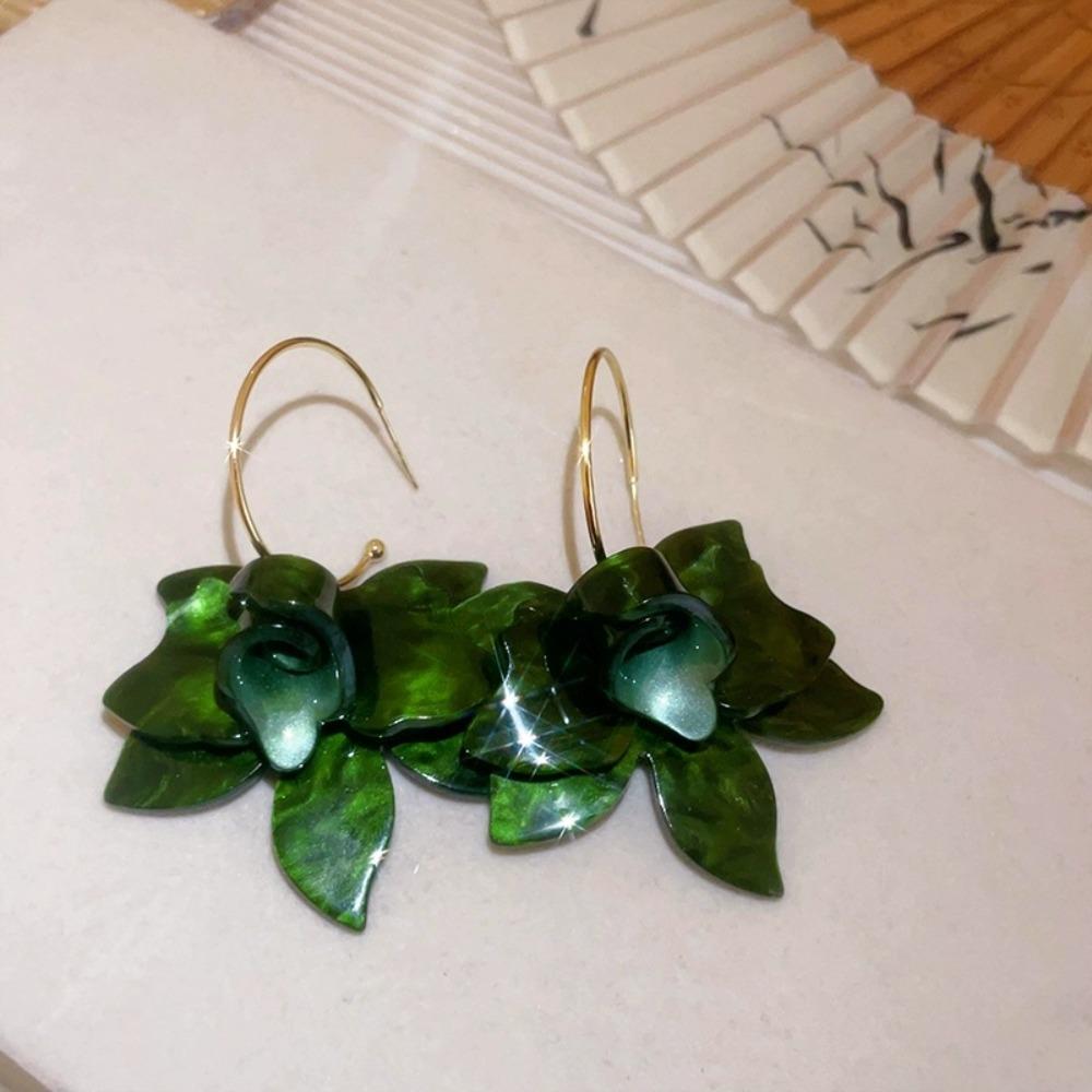 2025Neue Trendige Weiß-Braune Harz-Blumen-Creolen für Damen Gardenia Ohrringe Statement Schmuck