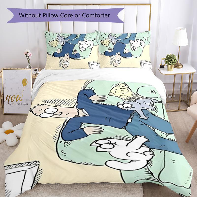 Simon's Katze 3-teiliges Bettwäsche-Set Bettbezug Verschluss Enthält 1 Bettbezug & 2 Kissenbezüge für Alle Jahreszeiten Schlafzimmer Zuhause Wohnheim Dekor