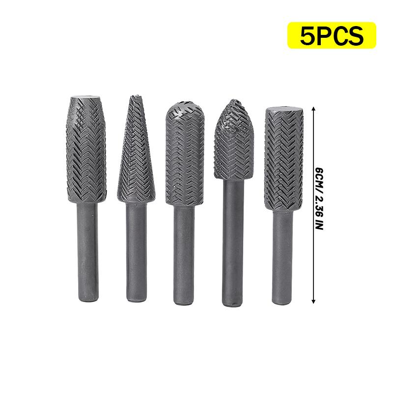 

10/5PCS Carbon Steel Rotary Rasp File Set 1/4 Shank HHS Steel Grinding Head for Wood Metal Carving DIY Craft Polishing Tools