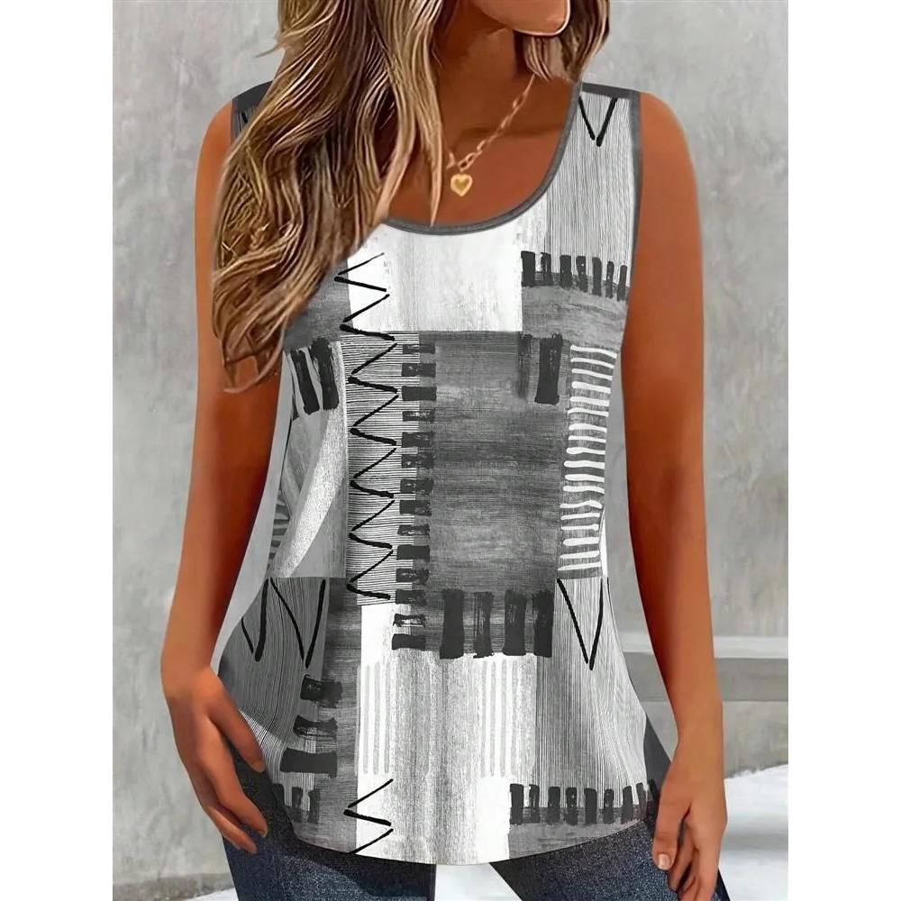 Fashion Women's Flower Printed T-Shirt Casual Loose Sleeveless Top Comfortable Camis Tank Tops