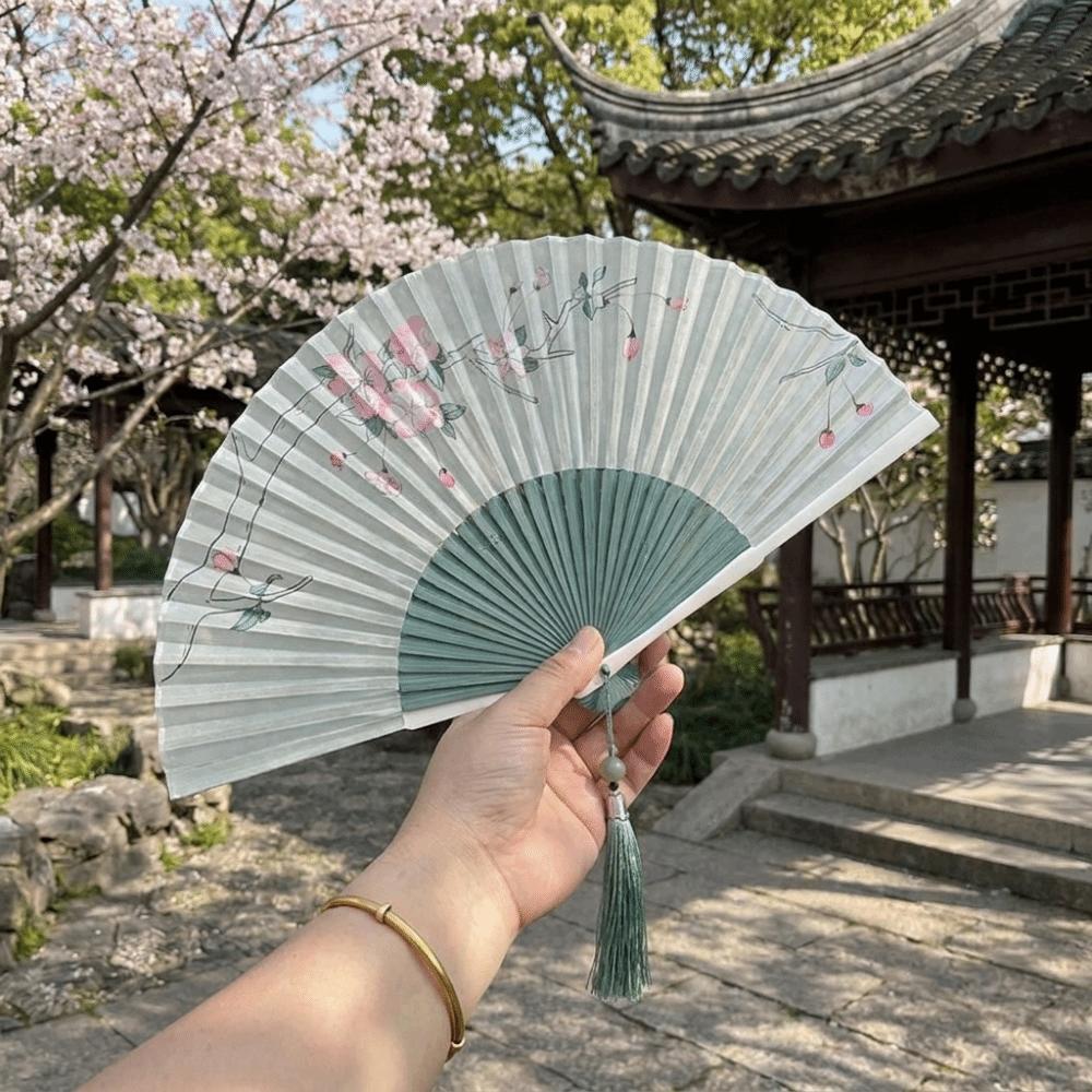 Retro Dance Fan Classical Hand Cranked Fan Traditional Folding Hand Fan  Outdoor Activity