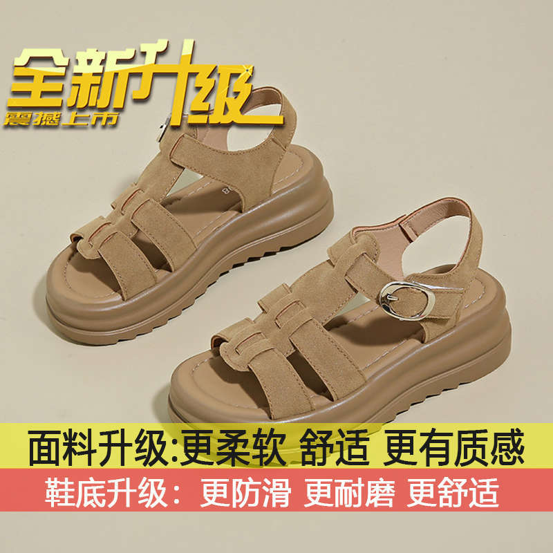 Fashion women's shoes size 35 thick soft sole not tired feet beach shoes women's summer wear 2025 new Roman sandals