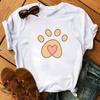 Fashion Women T-Shirt Cartoon Tee Shirts Watercolor Heart Dog Paw T Shirt Harajuku Tops Tee Short Sleeve Cute Female Tshirts Tee