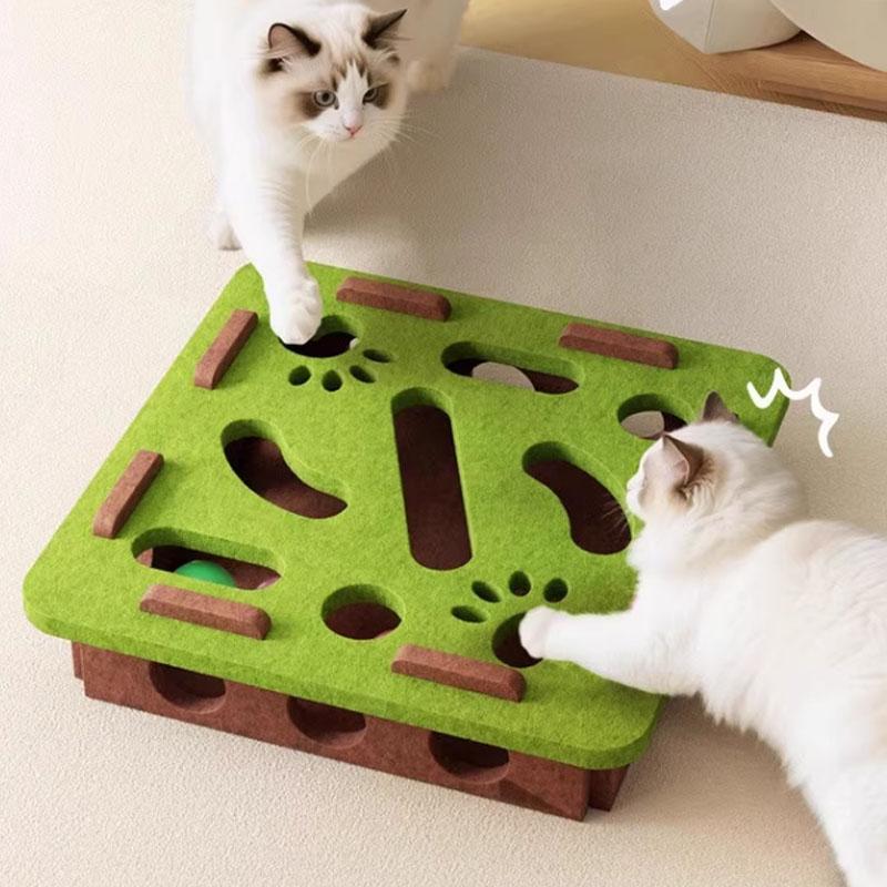 Cat Play Felt Box - Self-Entertainment Maze Toy with Scratching Board Durable Non-Shedding Fun for Bored Cats & Kittens